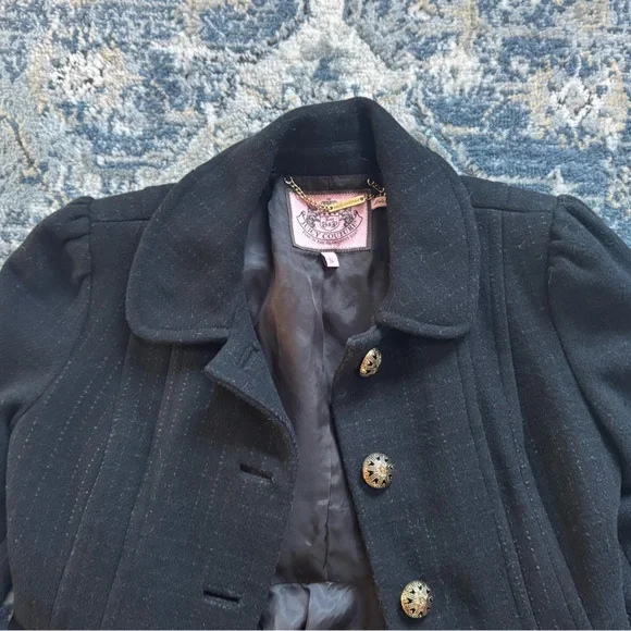 Juicy Couture Black wool Coat with Gold button Accent - Picture 9 of 12